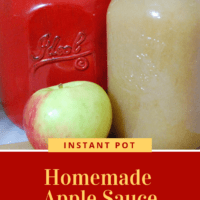 Pinterest Pin showing apple sauce, whole apple and mason jar