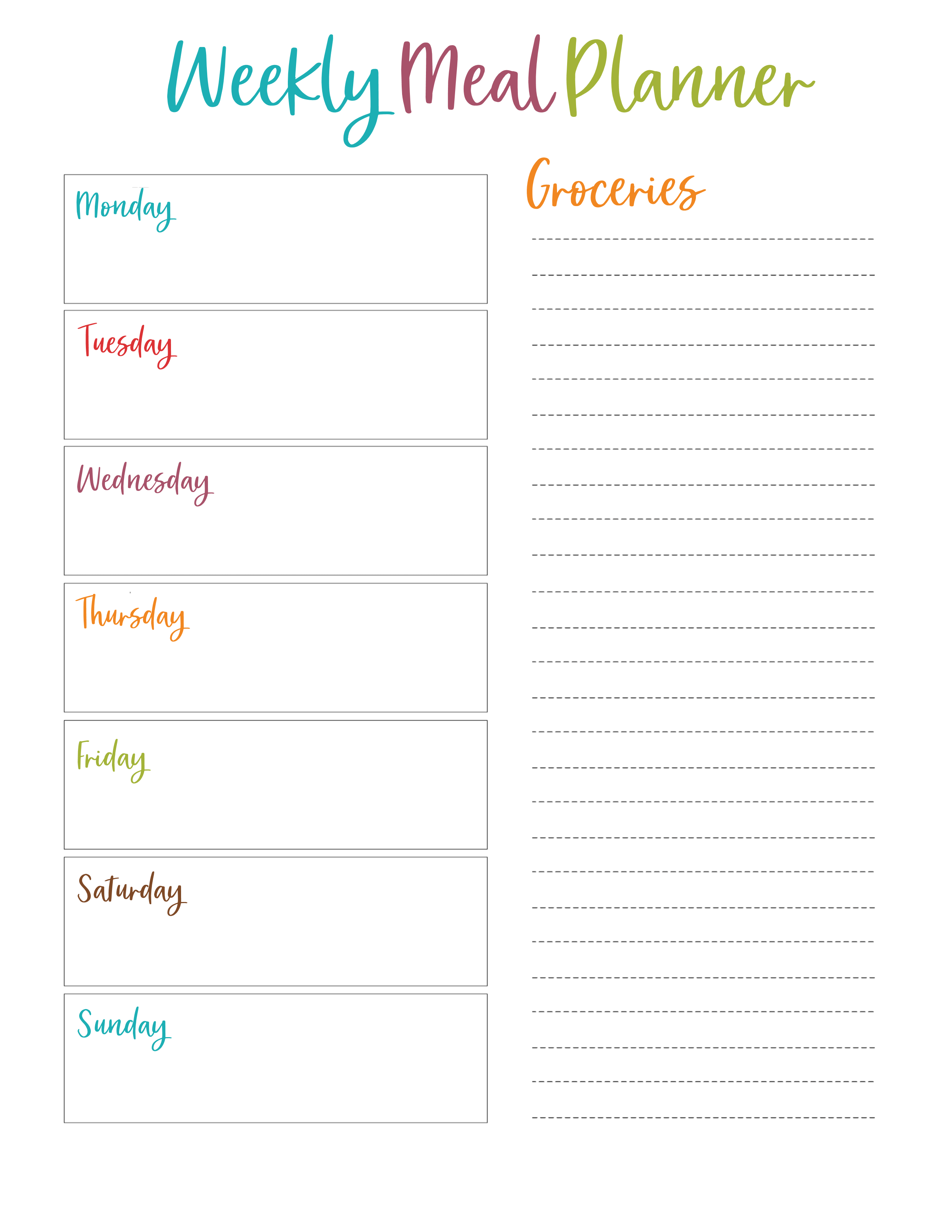 Meal Planner Freebie! Weekly & Monthly printables - Love On A Plate Pertaining To Camping Menu Planner Template