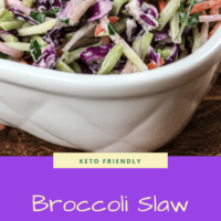 Keto Friendly Broccoli Slaw in a serving dish