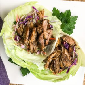 Slow Cooked Pulled Pork in Lettuce Cups