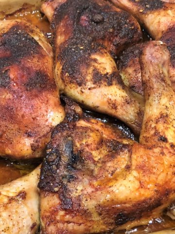 Slow roasted chicken on a sheet pan