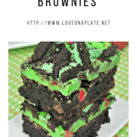 Moist chocolate brownies with a rich white chocolate green mint frosting.