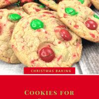 Sugar cookies with red and green m&m's with an elf of a shelf holding them