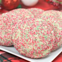 Classic round sugar cookies with red and green sprinkles