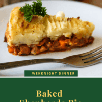 Baked Shepherds pie with minced meat on a plate