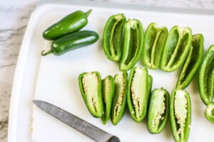 Fresh Jalapeno's sliced in half and seeded