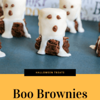 Boxed Brownie Mix with decorated marshmallow ghosts
