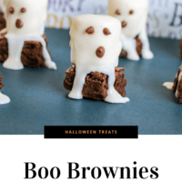 Boxed Brownie Mix with decorated marshmallow ghosts