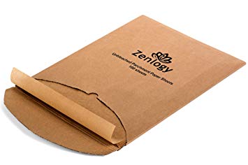 Zenlogy 12x16 (200 Pcs) Unbleached Parchment Paper Sheets for High Heat Baking - Exact Fit for Your Half Sheet Pans with Convenient Pullout Storage Box