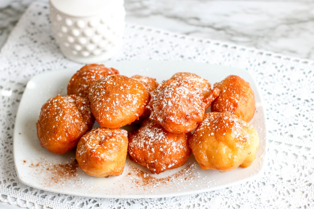 Fried Loukoumades with powdered sugar
