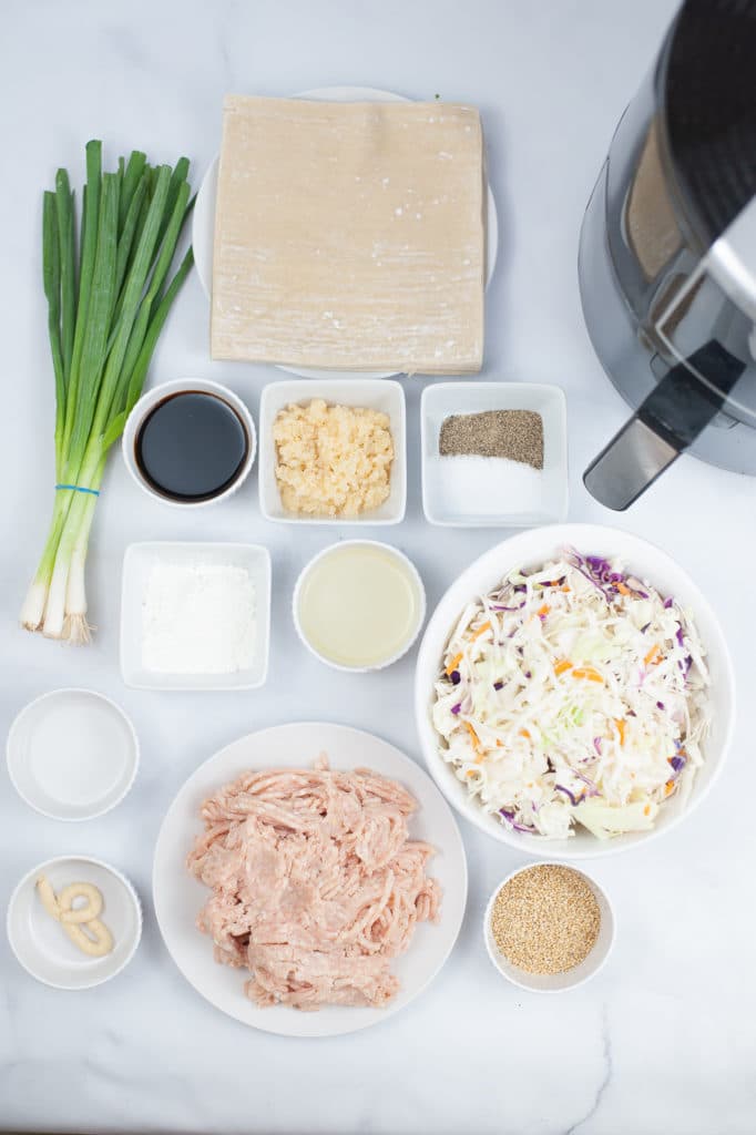 Ingredients needed for Air Fryer chicken egg rolls.